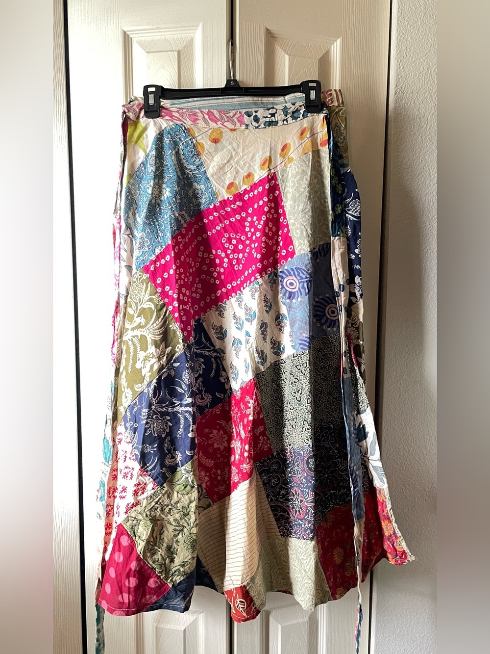 Jaded Gypsy: Patchwork Boho Maxi Skirt in Multicolor — Tie-Waist
